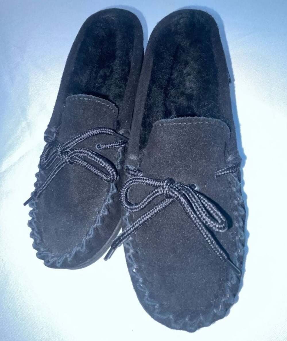 Bearpaw Moc II Black Suede Moccasin Slippers 6